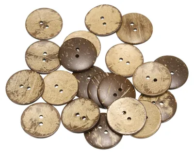 20 Kokosnussschalen-Knöpfe, 30 mm, 2-Loch, rund, braun, handgefertigt