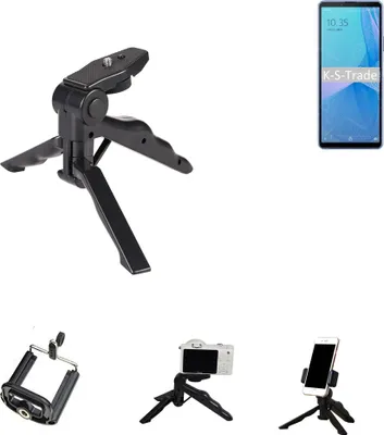 Produktbild von K-S-Trade Stativ Tisch-Ständer Dreibein Handy-Stativ Ständer kompatibel mit Sony Xperia 10 III Lite Mini-Stativ Smartphone Tripod Handy-Stativ aus