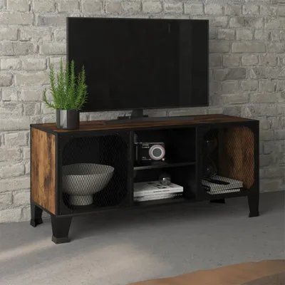 Immagine prodotto di Maison Exclusive - Mobile TV marrone rustico 105x36x47 cm in metallo e MDF