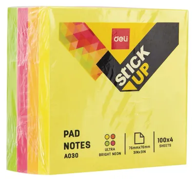 Produktbild von Deli EA03003, Pink, Orange, Gelb, Rot, Grün, 76 mm, 76 mm, 100 Blätter