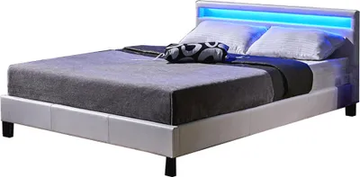 Produktbild von HOME DELUXE - LED Bett Astro - Weiß, 140 x 200 cm - Inkl. Lattenrost I Polsterbett Design Bett inkl. Beleuchtung