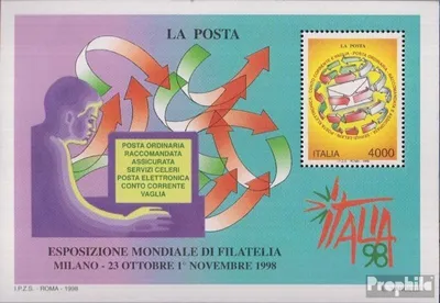 Produktbild von Briefmarken Italien 1998 Mi Block18 (kompl.Ausg.) postfrisch BriefmarkenausstellungITALIA98