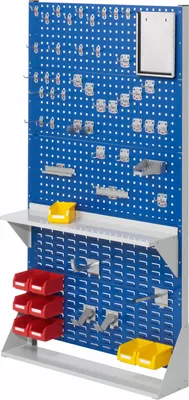 Produktbild von Kappes ®RasterPlan Stellwände einseitig Größe #5 - 3x Lochplatten 2x Schlitzplatten 1x Zubehörsortiment 55-teilig Enzianblau RAL 5010