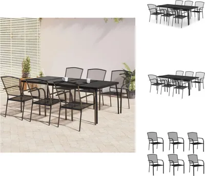 Produktbild von vidaXL 7-tlg. Garten-Essgruppe Anthrazit Stahl -  Gartenmöbel-Sets