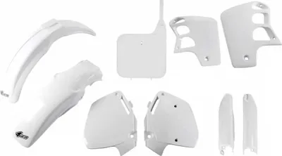 Image de Kit de carénage UFO PLAST, 9 pièces, ensemble de carénage en plastique avec protection de fourche pour Honda CR R 500 cm³, années de fabrication 1991-1994, couleur : blanc OEM