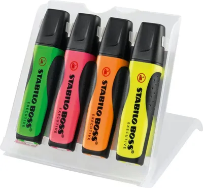 Immagine prodotto di Evidenziatore premium - STABILO BOSS EXECUTIVE - confezione da 4 - verde, rosa, arancione, giallo