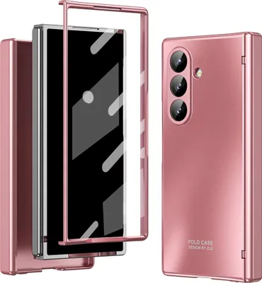 Produktbild von Hülle für Samsung Galaxy Z Fold 7 Elektroplatte Hart PC Schutzhülle mit Scharnierschutz und Displayschutz Pink