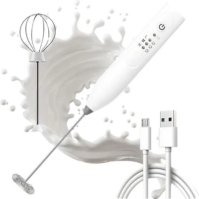 Image de Verk 07396 : Mousseur à lait électrique, 3 vitesses, USB, 7 W, blanc