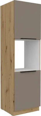 Obrázok produktu pre Kuchynská skriňa na vstavanú rúru LUNARA - šírka 60 cm, tmavo béžová / dub artisan