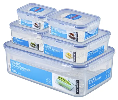 Image de Boîte de conservation - Lot de 5 - PP - 180 ml à 3,6 l - Étanche à l'air et à l'eau