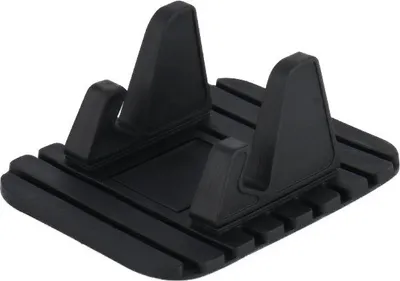 A black silicone phone holder for a car.