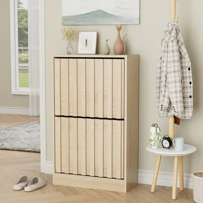 Image de Armoire à chaussures - Rangement à chaussures - Meuble de rangement - Étagère à chaussures - Meuble d'entrée - Étagère réglable et amovible