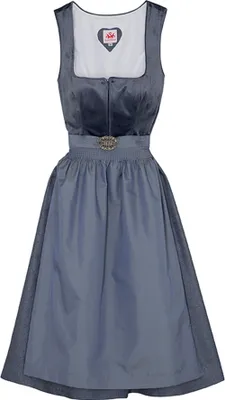 Produktbild von Elli 2-teiliges Midi-Dirndl Kleid Dirndl Trachtenkleid Rocklänge 70cm, Farbe:Blau, Größe:46/3XL