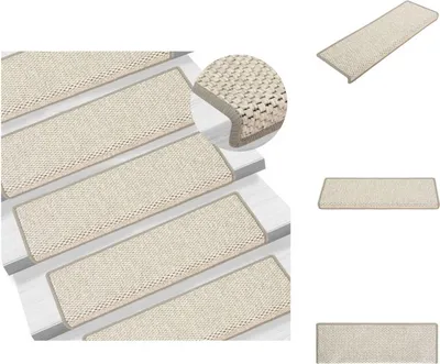 Obrázok produktu pre vidaXL Samolepiace rohože na schody sisalový vzhľad 15 ks 65x21x4cm béžová - Rohože na schody