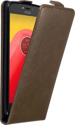 Produktbild von Cadorabo Hülle für Motorola MOTO C Schutz Hülle in Braun Flip Etui Handyhülle Case Cover