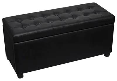 Produktbild von Sitztruhe mit Stauraum Sitzbank Sitzhocker Aufbewahrungsbox Kunstleder Schwarz 87,5 x 36 x 45,5 cm