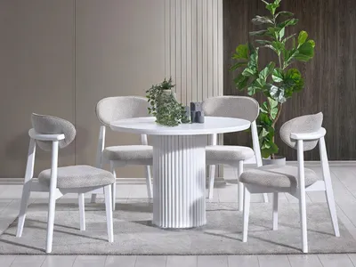 Immagine prodotto di Tavolo di design laconico di forma rotonda con struttura di base scanalata