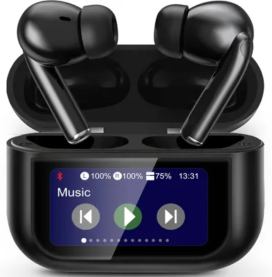 Produktbild von LED Full Color Touch Screen Wireless Earbuds, Kopfhörer Kabellos Bluetooth 5.4 in Ear, ANC+ENC Noise Cancelling, 13 Schaltbare Bildschirm,Touchscreen