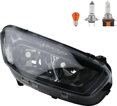 Zdjęcie produktu dla Reflektor prawy + żarówka pasująca do Ford Transit Courier, czarny, LED, marka Johns