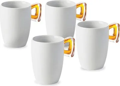 Produktbild von Famanu Becher Set 4-teilig - Zweifarbige Porzellanbecher für warme Getränke