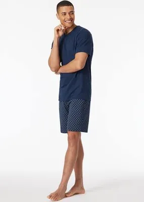 Zdjęcie produktu dla Piżama męska SCHIESSER, krótka - Casual Essentials, dekolt V, bawełna, granatowa 4XL