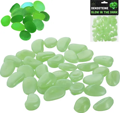 Produktbild von Dekosteine 'Glow in the dark' 2,5-2cm grün Kunststoff 125g Leuchtsteine fluoreszierende Steine Leuchtkiesel