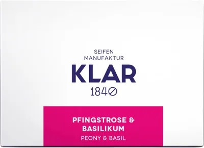 Image de Klar Savons Savon de soin Pivoine & Basilic 135g, sans huile de palme