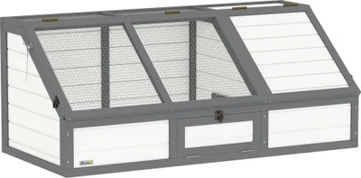 Image de Enclos pour tortues, extérieur, sans fond, adaptable pour reptiles, maison pour tortues en bois de sapin et acier, couleur blanche, dimensions : 120 x 55 x 50 cm, pliable