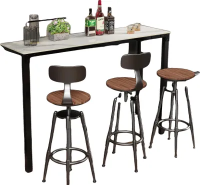 Immagine prodotto di Tavolo da bar, materiale sinterizzato, struttura in metallo nero, bianco lucido