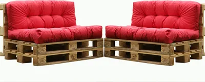 Produktbild von Palettensitzkissen 4er Set rot 120x80 cm und 120x40 cm Outdoor Indoor