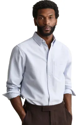 Produktbild von GANT Herren Hemd, hellblau, aus Baumwolle, mit Button-Down-Kragen und langen Ärmeln
