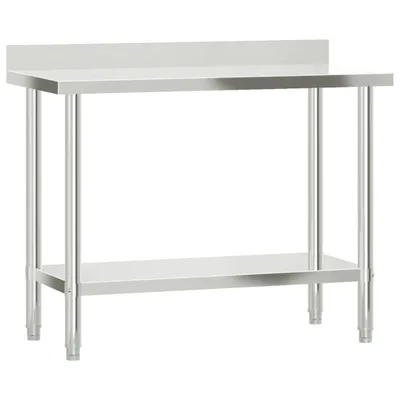 Image de vidaXL Table de travail de cuisine avec rebord 110x55x93 cm inox