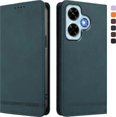 Image de Etui pour Xiaomi Redmi Note 13 4G, étui rétro en cuirPolyuréthaneavec support et fentes pour cartes de crédit Vert