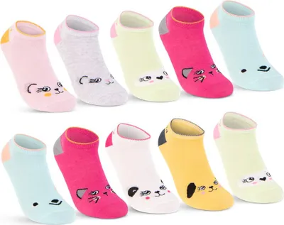 Produktbild von 10 Paar Kinder Sneaker Socken  Mädchen Baumwolle Kindersocken 56290 - Farbmix 23-26