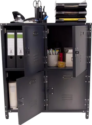 Produktbild von vintage Metallschrank und Kommode mit 4 Türen