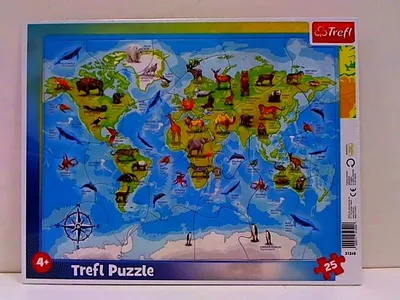 Zdjęcie produktu dla Trefl Mapa świata ze zwierzętami, 25 szt., Animals, 4 lat(a)