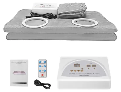 Obrázok produktu pre Prenosná sauna s rukávmi - Infračervená vyhrievacia podložka - Elektrická - 180 x 80 cm - Sklovoživica - 220 V - Strieborná