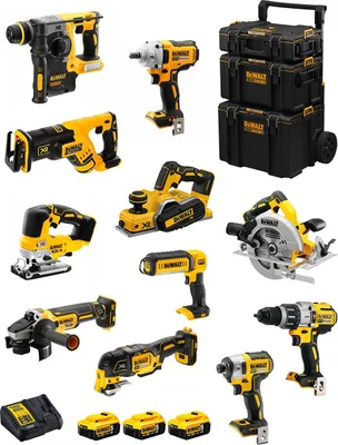 Produktbild von DeWALT Kit DWK1101 (DCD996+DCH273+DCG405+DCF887+DCF894+DCS334+DCS570+ DCS355+DCP580+DCS367+DCL050+ 3x5,0Ah + DCB115 +Caddy 3en1)