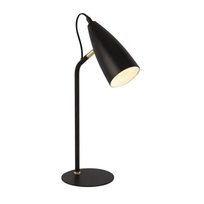 Produktbild von Schreibtischlampe Metall E14 verstellbar 46,5 cm in Schwarz Gold Retro Tischleuchte