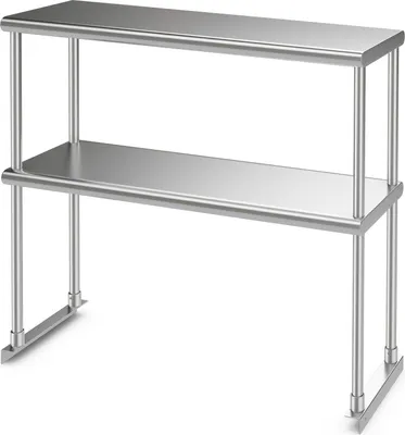 Produktbild von COSTWAY Nerezová horní police, horní police pracovního stolu, nastavitelný kuchyňský stůl, přípravný stůl do 335 kg 92x30x85cm stříbrná