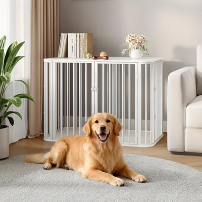 Produktbild von Hundebox - Hundekäfig - Hundehütte - Hundezwinger - Hundebett - Weiß - 108 x 66 x 77,5 cm
