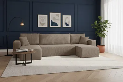 Produktbild von VENASI LUNA U-FORM Ecksofa mit Schlaffunktion und Bettkasten Sofa U Form Eckcouch Schlafsofa BRAUN