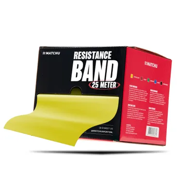 Produktbild von Matchu Sports Widerstandsband Rolle 25 Meter - Extra Leicht Gelb - Resistance Band Fitnessband Trainingsband