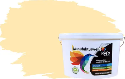 Produktbild von RyFo Colors Bunte Wandfarbe Manufakturweiß Honiggelb 10l - weitere Grau Farbtöne und Größen erhältlich, Deckkraft Klasse 1, Nassabrieb Klasse 1