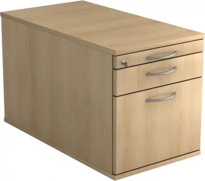 Produktbild von Rollcontainer 80cm 1 Schub 1 Hängeregistratur Schloss Bogengriff Eiche