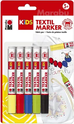 Produktbild von Marabu KiDS TEXTILMARKER, 5er-Sortierung