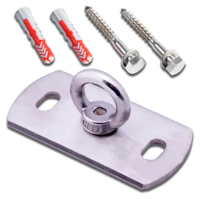 Produktbild von Edelstahl Deckenhalterung mit Dübel und Schrauben / rostfreier Wand- und Deckenhaken mit 400 kg Bruchlast / Befestigung für Hängesessel, Sonnensegel, Liebesschaukel, Boxsack
