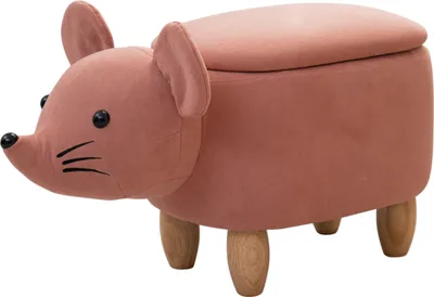 Produktbild von SVITA Tierhocker Stauraum Kinderhocker Sitzhocker Kinderzimmer Sitzbox Maus Rosa