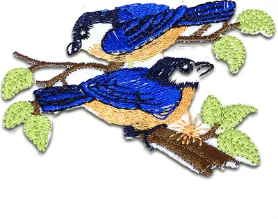 Produktbild von Vögel Auf Ast - Aufnäher, Bügelbild, Aufbügler, Applikationen, Patches, Flicken, Zum Aufbügeln, Größe: 5,4 x 7,3 cm