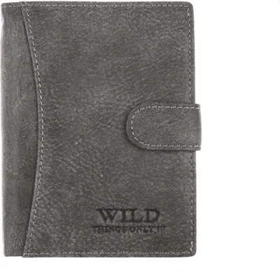 Produktbild von WILD Große Herren Brieftasche Geldbörse aus echtem Leder Hochformat mit Metallverschluss, Grau